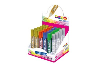 Display colla glitter 30 penne 10,5ml colori assortiti metal DECO
