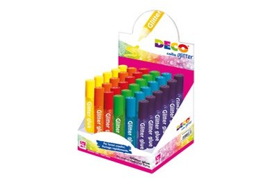 Display colla glitter 30 penne 10,5ml colori assortiti pastello DECO