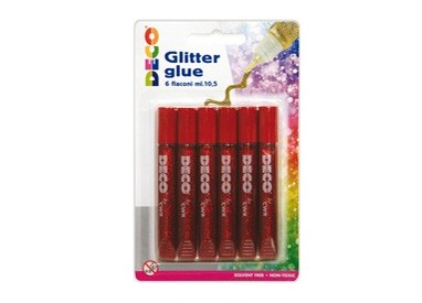 Blister colla glitter 6 penne 10,5ml rosso DECO