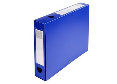 Scatola archivio box con bottone blu f.to 25x33cm D 60mm Exacompta