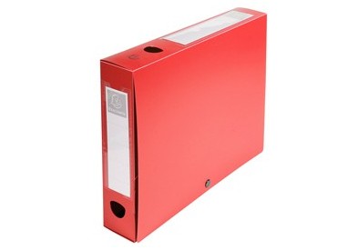 Scatola archivio box con bottone rosso f.to 25x33cm D 60mm Exacompta
