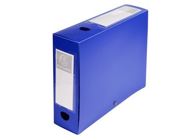 Scatola archivio box con bottone blu f.to 25x33cm D 80mm Exacompta
