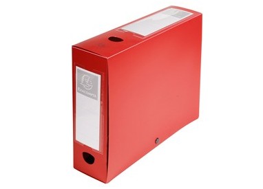Scatola archivio box con bottone rosso f.to 25x33cm D 80mm Exacompta