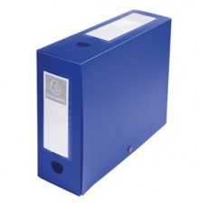 Scatola archivio box con bottone blu f.to 25x33cm D 100mm Exacompta