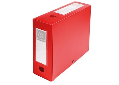 Scatola archivio box con bottone rosso f.to 25x33cm D 100mm Exacompta