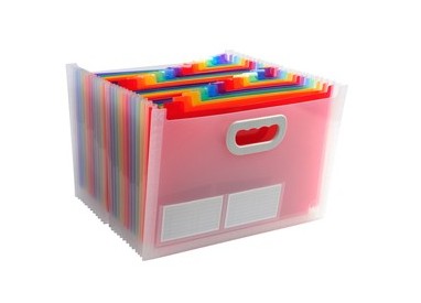 classificatore c/maniglia 24tasche in pp f.to 33x23,5x25cm CRYSTAL Exacompta