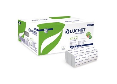Pacco da 190 asciugamani piegati a V goffrato corda Eco V2 Lucart