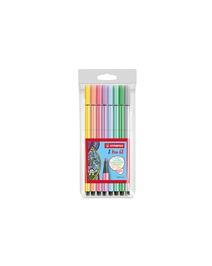 Astuccio 8 pennarelli Stabilo Pen 68 colori pastelli