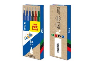 Set 6 refill FRIXIONball 0.7mm 3 blu,1 nero, 1 rosso, 1 verde PILOT