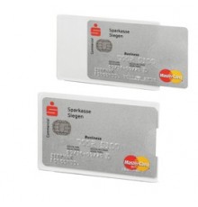 Tasca porta carte di credito argento trasp. 54x87mm RFID Secure Durable