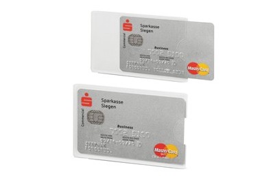 Tasca porta carte di credito argento trasp. 54x87mm RFID Secure Durable