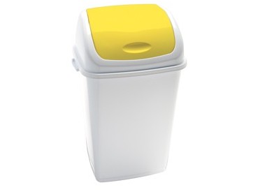 Pattumiera a basculante 50Lt Rif Basic Bianco/Giallo