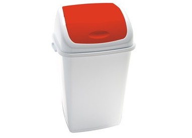 Pattumiera a basculante 50Lt Rif Basic Bianco/Rosso