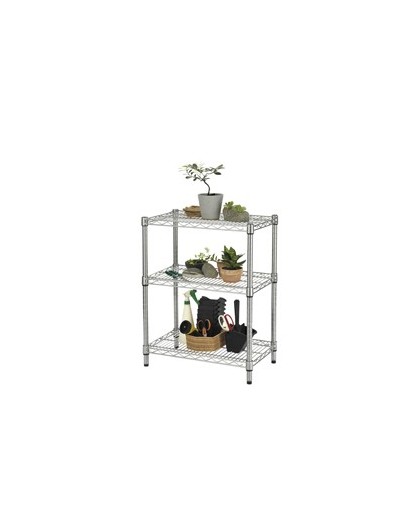 Scaffale 3 ripiani acciaio cromato 36x60cm - H75cm kit Archimede Outdoor