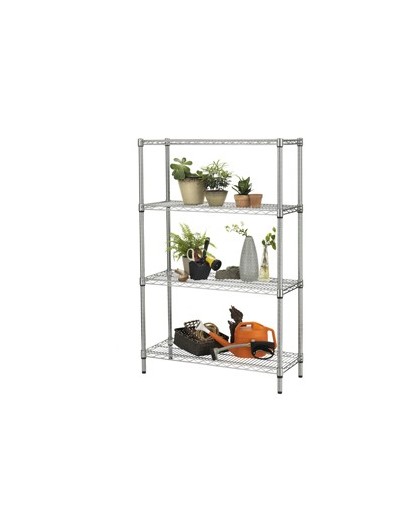 Scaffale 4 ripiani acciaio cromato 36x90cm - H137cm kit Archimede Outdoor