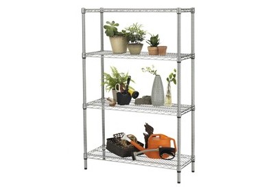 Scaffale 4 ripiani acciaio cromato 36x90cm - H137cm kit Archimede Outdoor