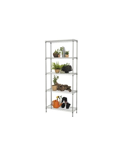 Scaffale 5 ripiani acciaio cromato 36x90cm - H177cm kit Archimede Outdoor