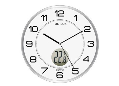 Orologio da parete Ø30cm con termometro Tempus Unilux