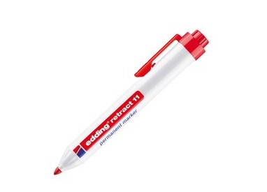 Marcatore permanente 11 Retract punta conica rosso Edding