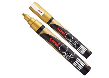 Marcatore a gesso liquido UNI CHALK p.tonda oro UNI MITSUBISHI