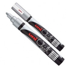 Marcatore a gesso liquido UNI CHALK p.tonda argento UNI MITSUBISHI