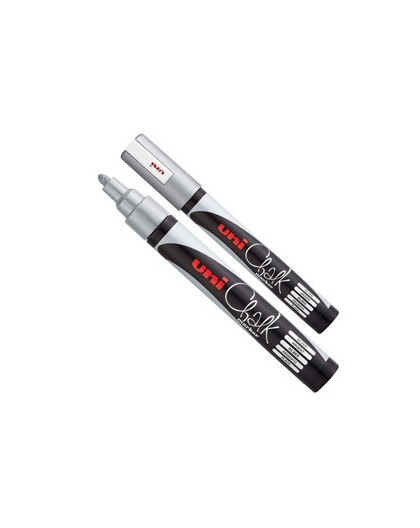 Marcatore a gesso liquido UNI CHALK p.tonda argento UNI MITSUBISHI