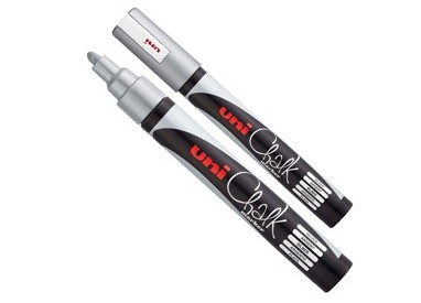 Marcatore a gesso liquido UNI CHALK p.tonda argento UNI MITSUBISHI