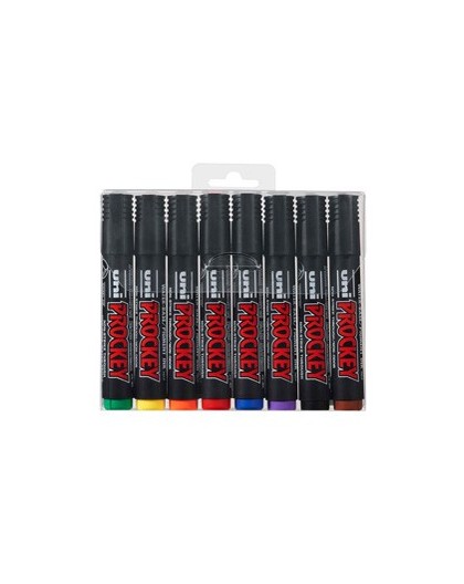 Astuccio 8 marcatori UNI PROCKEY M126 p.scalpello colori ass. UNI MITSUBISHI