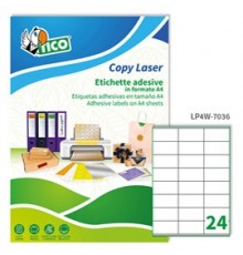 Etichetta adesiva LP4W bianca 100fg A4 70x36mm (24et/fg) Laser Tico
