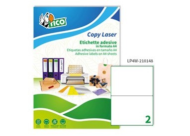 Etichetta adesiva LP4W bianca 100fg A4 210x148mm (2et/fg) Laser Tico