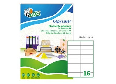 Etichetta adesiva LP4W bianca 100fg A4 105x37mm (16et/fg) Laser Tico