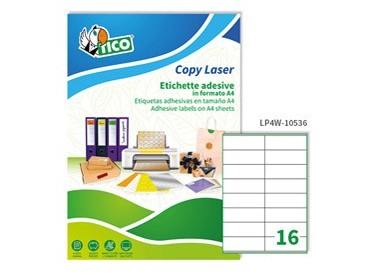 Etichetta adesiva LP4W bianca 100fg A4 105x36mm (16et/fg) Laser Tico