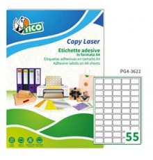 Etichetta adesiva PG4 bianca lucida 100fg A4 36x22mm (55et/fg) Tico