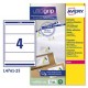Etichetta adesiva L4761 bianca coprenti 25fg A4 192x61mm (4et/fg) Avery