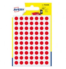 Blister 420 etichetta adesiva tonda PSA rosso Ø8mm Avery