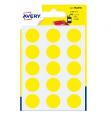 Blister 90 etichetta adesiva tonda PSA giallo Ø19mm Avery