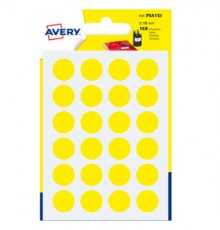 Blister 168 etichetta adesiva tonda PSA giallo Ø15mm Avery