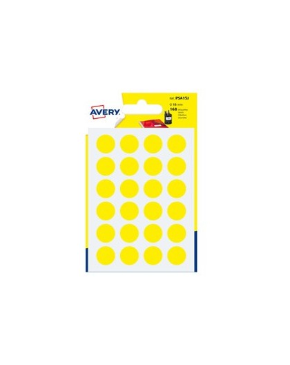 Blister 168 etichetta adesiva tonda PSA giallo Ø15mm Avery