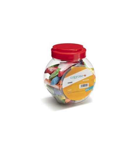 Barattolo 48 gomme soft-touch lungh. 8cm colori ass. Colorosa RiPlast