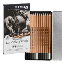 ASTUCCIO METALLO assortimento 12 matite grigie REMBRANDT POLYCOLOR Lyra
