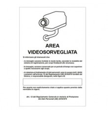 Cartello alluminio 20x30cm 'Area videosorveglianza con registrazion' rif.GDPR'