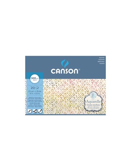 Blocco collato 4 lati AQUARELLE 23x31 cm 20 fg. 300 gr. grana ruvida Canson