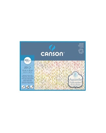 Blocco collato 4 lati AQUARELLE 31x41cm 20 fg. 300 gr. grana ruvida Canson