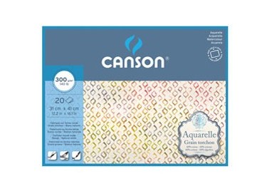 Blocco collato 4 lati AQUARELLE 31x41cm 20 fg. 300 gr. grana ruvida Canson