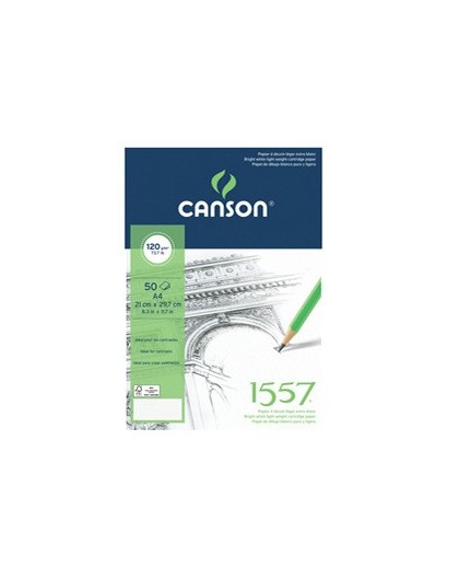 Blocco collato lato corto 1557 A4 50 fg. 120 gr. Canson