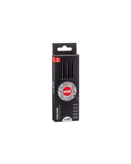 Astuccio Pin fineliner nero 5 gradazioni assortiti Uni Mitsubishi