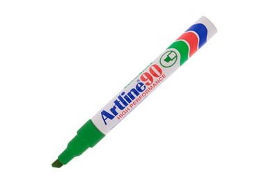 Marcatore artline A 90 permanente punta scalpello verde