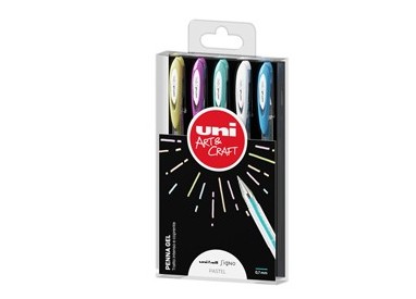 Astuccio 5 penna sfera gel UNI-BALL SIGNO 0,7mm col.ass. pastel UNI MITSUBISHI