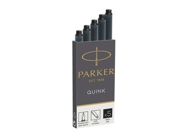 SCATOLA 5 CARTUCCE PARKER QUINK NERO PERMANENTE