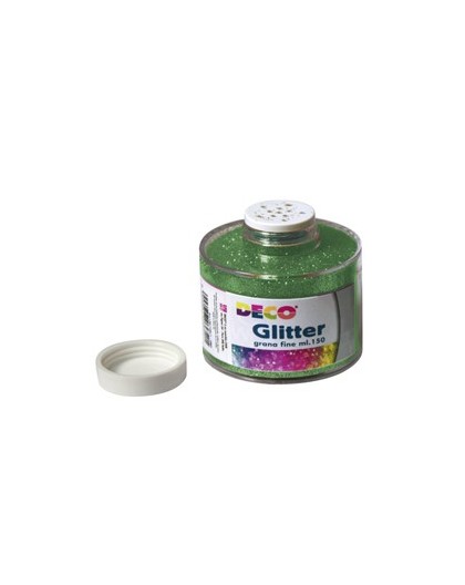 Barattolo glitter grana fine 150ml verde art.130/100 DECO
